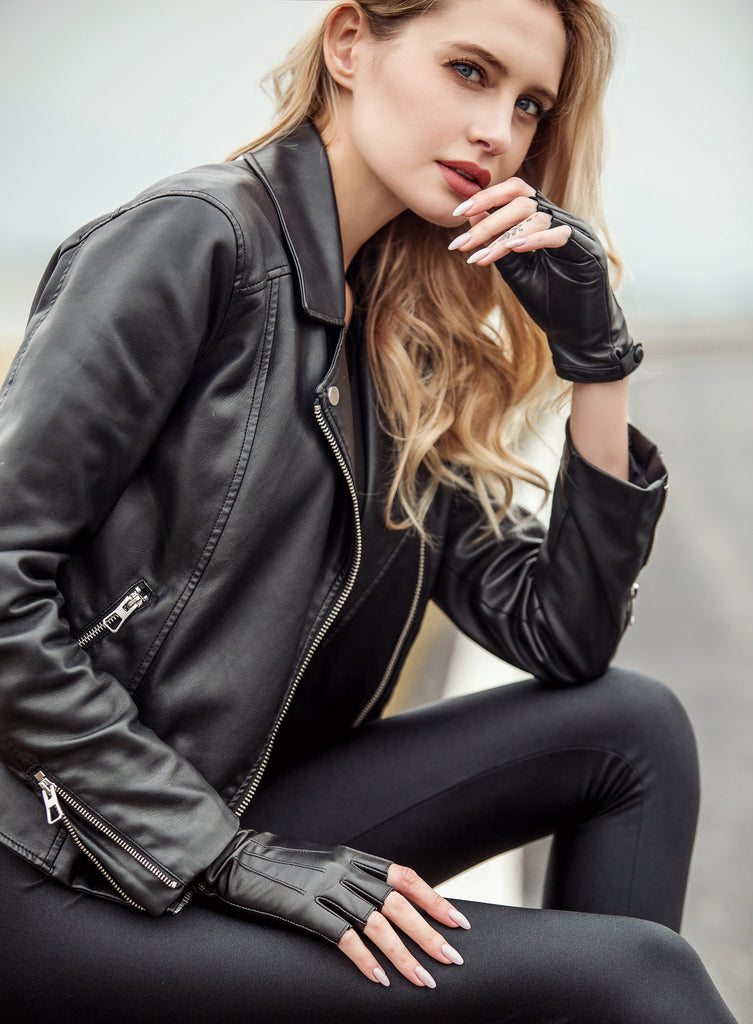 2021 FASION FINGERLESS LAMBSKIN LEATHER GLOVES!