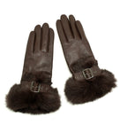 YISEVEN Women's  Lambskin Rabbit Fur  Leather Gloves YISEVEN