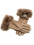 YISEVEN Women's  Lambskin Rabbit Fur  Leather Gloves YISEVEN