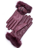 YISEVEN Women's  Lambskin Rabbit Fur  Leather Gloves YISEVEN