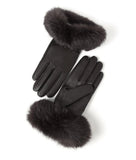 YISEVEN Women's  Lambskin Rabbit Fur  Leather Gloves YISEVEN