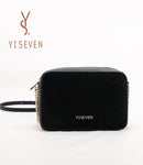 YISEVEN Womens Black Leather Handbag, Genuine Cowhide & Horse Hair YISEVEN