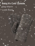 YISEVEN Men's Lambskin Shearling Leather Gloves YISEVEN