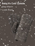 YISEVEN Men's Lambskin Shearling Leather Gloves YISEVEN
