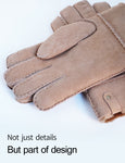 YISEVEN Men's Lambskin Shearling Leather Gloves YISEVEN