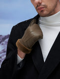 YISEVEN Men's Sheepskin  Shearling Leather Gloves(Mittens) YISEVEN