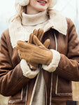 YISEVEN Women's  Lambskin Shearling Leather Gloves YISEVEN