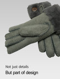 YISEVEN Womens Lambskin Shearling Leather Gloves YISEVEN
