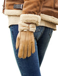 YISEVEN Womens Sheepskin Shearling Leather Gloves YISEVEN