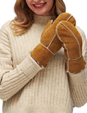 YISEVEN Women's  Lambskin Shearling Leather  Gloves(Mittens) YISEVEN
