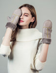 YISEVEN Womens  Sheepskin Shearling Leather Gloves(Mittens) YISEVEN