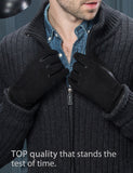 YISEVEN Men's Winter lambskin Suede Leather Gloves YISEVEN