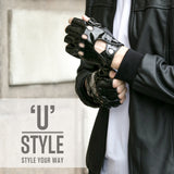 YISEVEN Men's Fashion Fingerless Leather Gloves YISEVEN