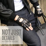 YISEVEN Men's Fingerless  Lambskin Leather Gloves YISEVEN