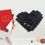 YISEVEN Men's Fingerless  Lambskin Leather Gloves YISEVEN