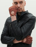 YISEVEN Men's Fingerless  Lambskin Leather Gloves YISEVEN