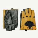YISEVEN Men's Fingerless  Lambskin Leather Gloves YISEVEN