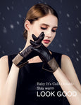 YISEVEN Women's  Sheepskin Cuffed Leather Gloves YISEVEN