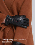 YISEVEN Women Winter Sheepskin  Leather Gloves YISEVEN