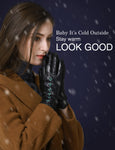 YISEVEN Women Winter Sheepskin  Leather Gloves YISEVEN