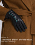 YISEVEN Women Winter Sheepskin  Leather Gloves YISEVEN