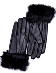 YISEVEN Women's Sheepskin Leather Rabbit Fur Gloves YISEVEN