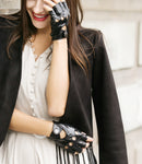 YISEVEN Women's Fingerless Leather Gloves YISEVEN