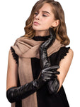 YISEVEN Women Touchscreen Long Opera Leather Gloves YISEVEN